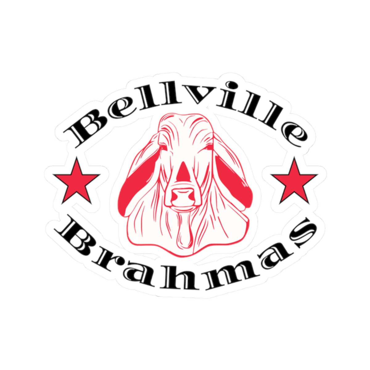 Bellville Brahmas Classic, Black Kiss-Cut Decal