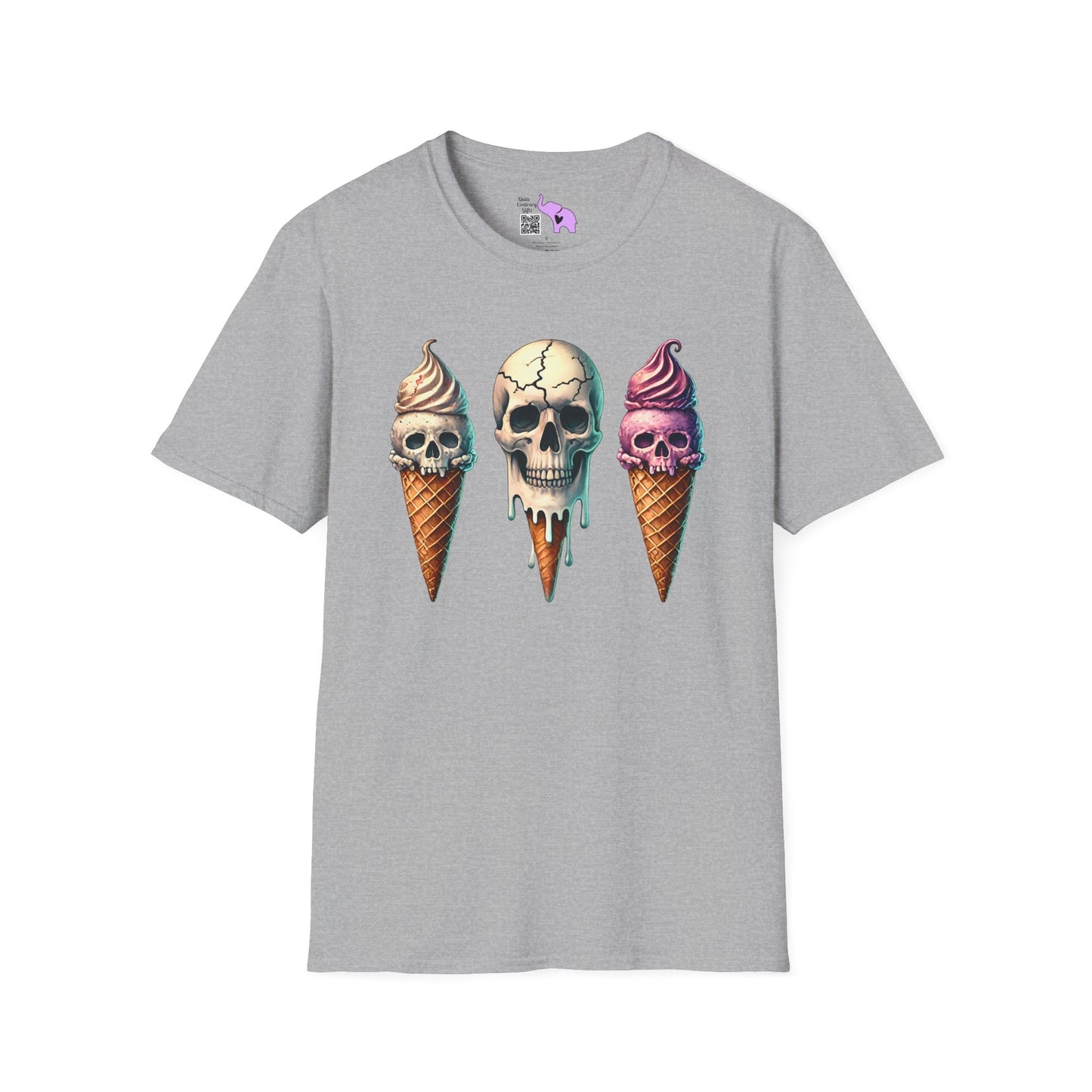 Ice Cream Cone Skull Adult T-shirt