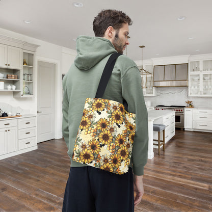 Honeycombs & Sunflowers Canvas Tote Bag
