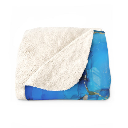 Turquoise Marble Print Sherpa Fleece Blanket