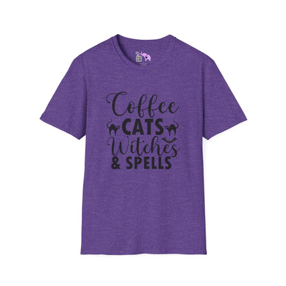 Coffee Cats Witches & Spells Adult T-shirt