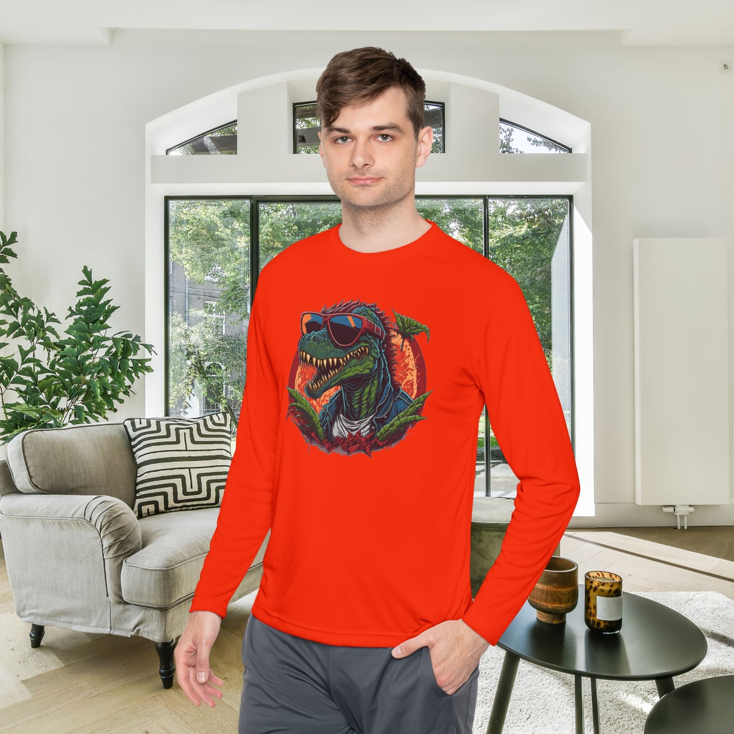 Cool Dinosaur Adult Long Sleeve Tee