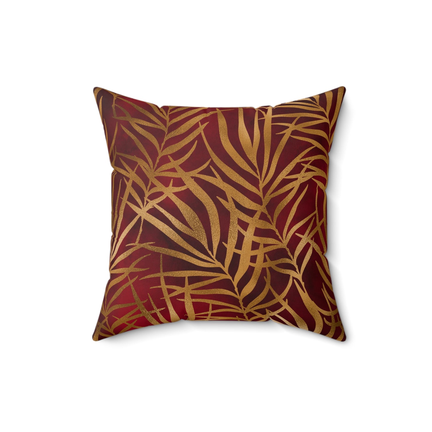Crimson Palm Veil Throw Pillow