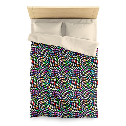 Warped Colorful Checkered Microfiber Duvet Cover