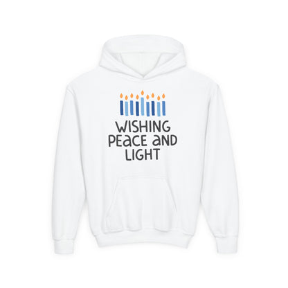 Hanukkah Wishing Peace & Light Youth Hoodie