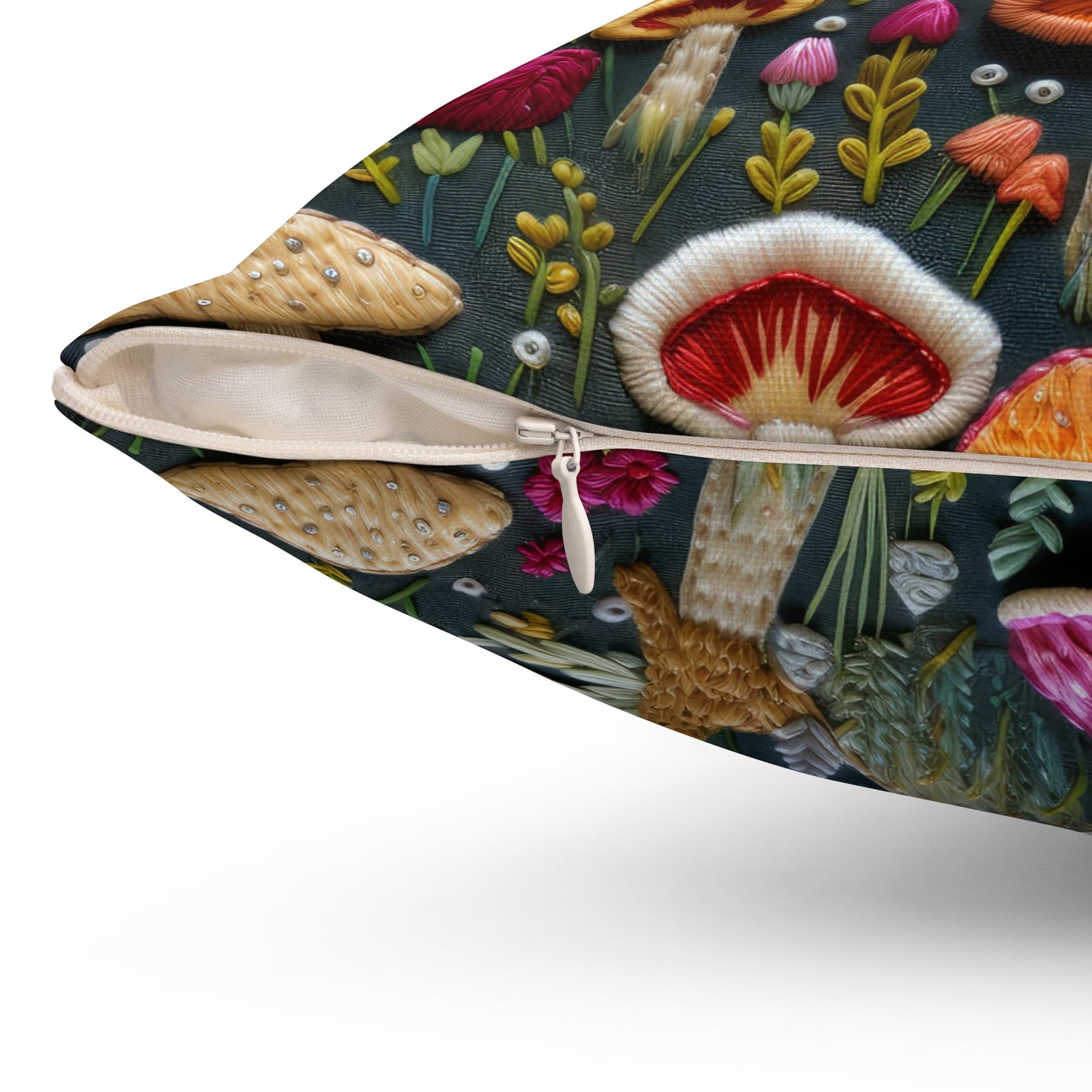 Whimsical Woodland Mushrooms Throw Pillow