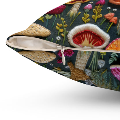 Whimsical Woodland Mushrooms Throw Pillow