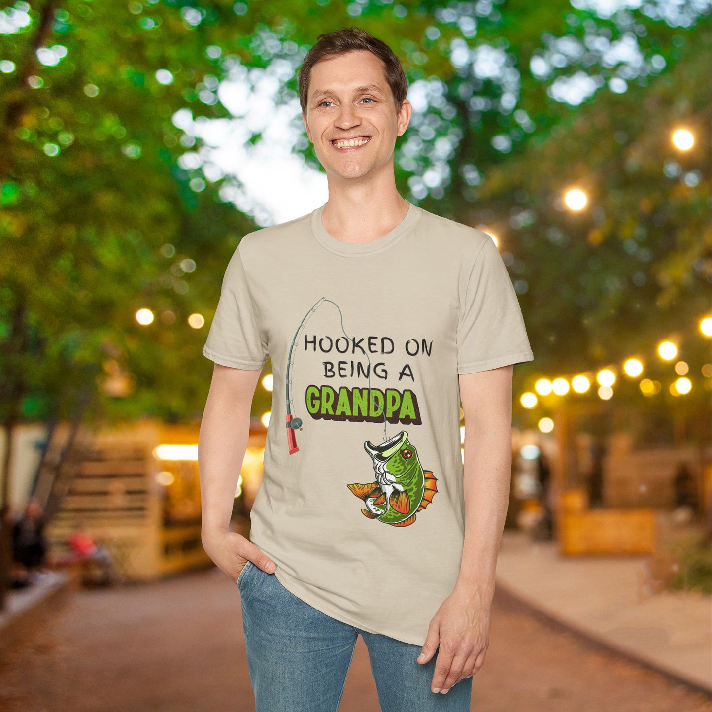 Hooked On Being A Grandpa Adult T-shirt