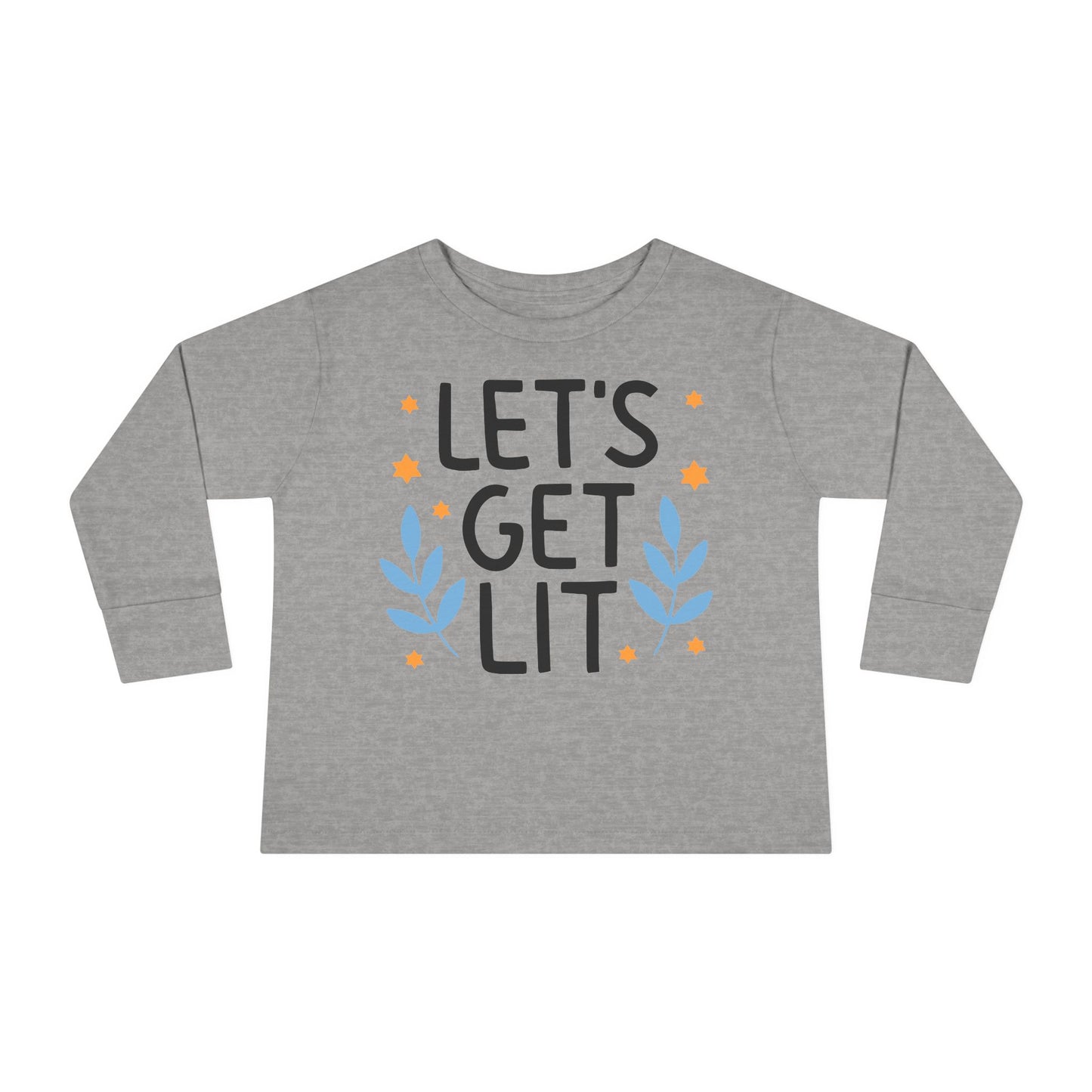 Hanukkah Let's Get Lit Toddler Long Sleeve Tee
