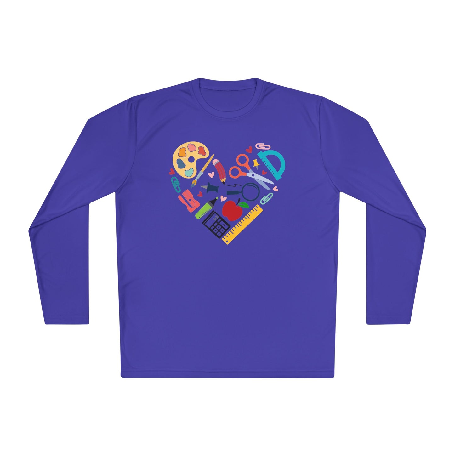 School Supply Heart Adult Long Sleeve Tee