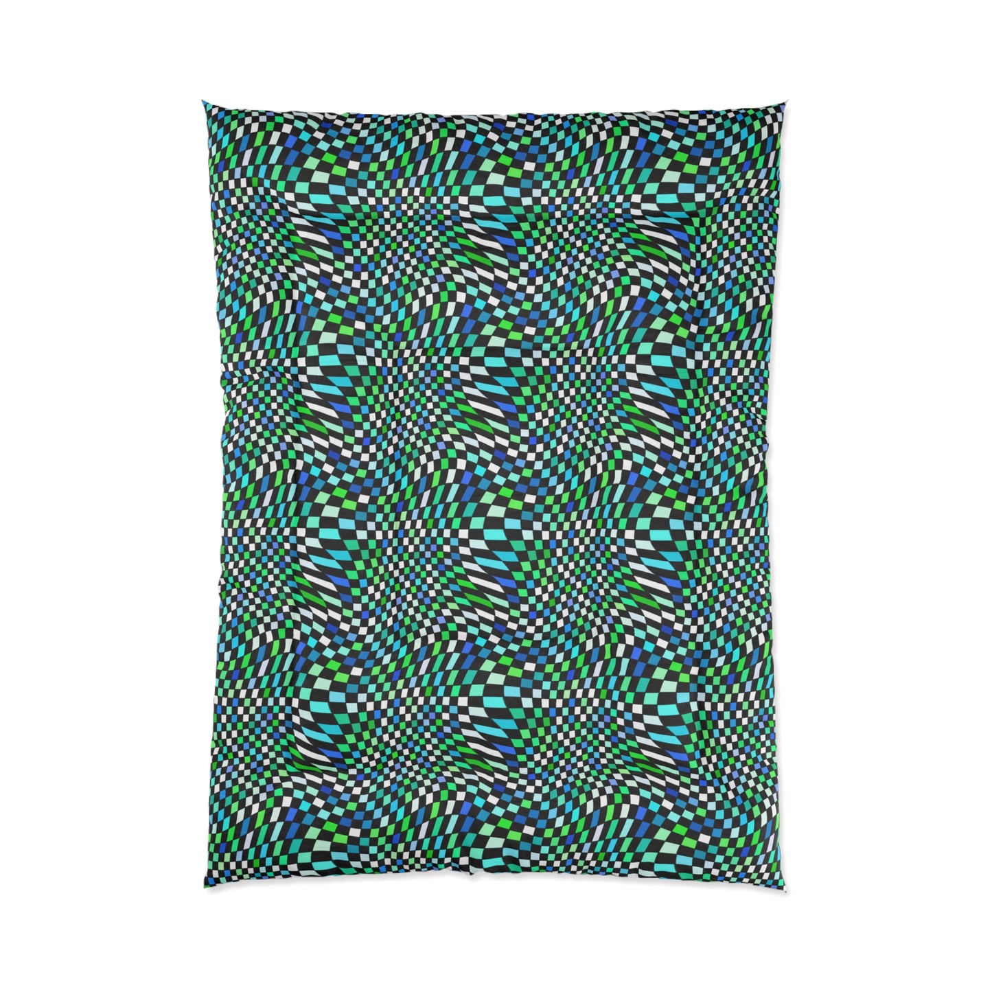 Warped Green Checkered Comforter
