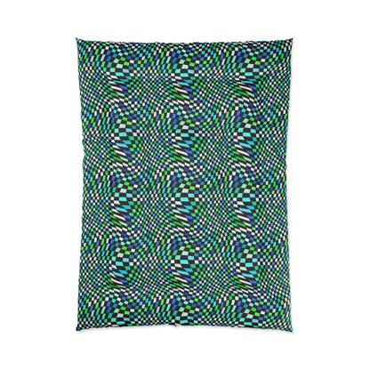 Warped Green Checkered Comforter