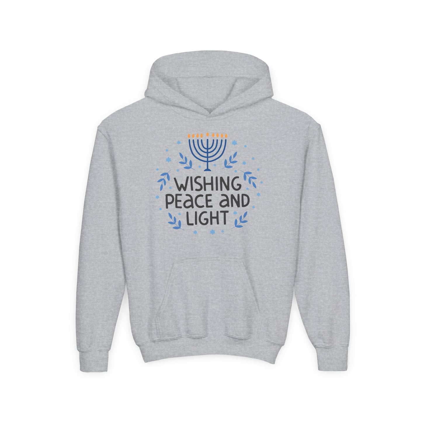 Hanukkah Wishing Peace & Light Youth Hoodie