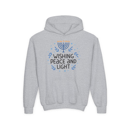 Hanukkah Wishing Peace & Light Youth Hoodie
