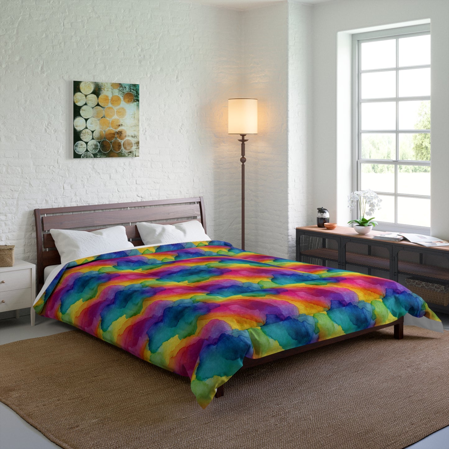 Rainbow Watercolors Comforter
