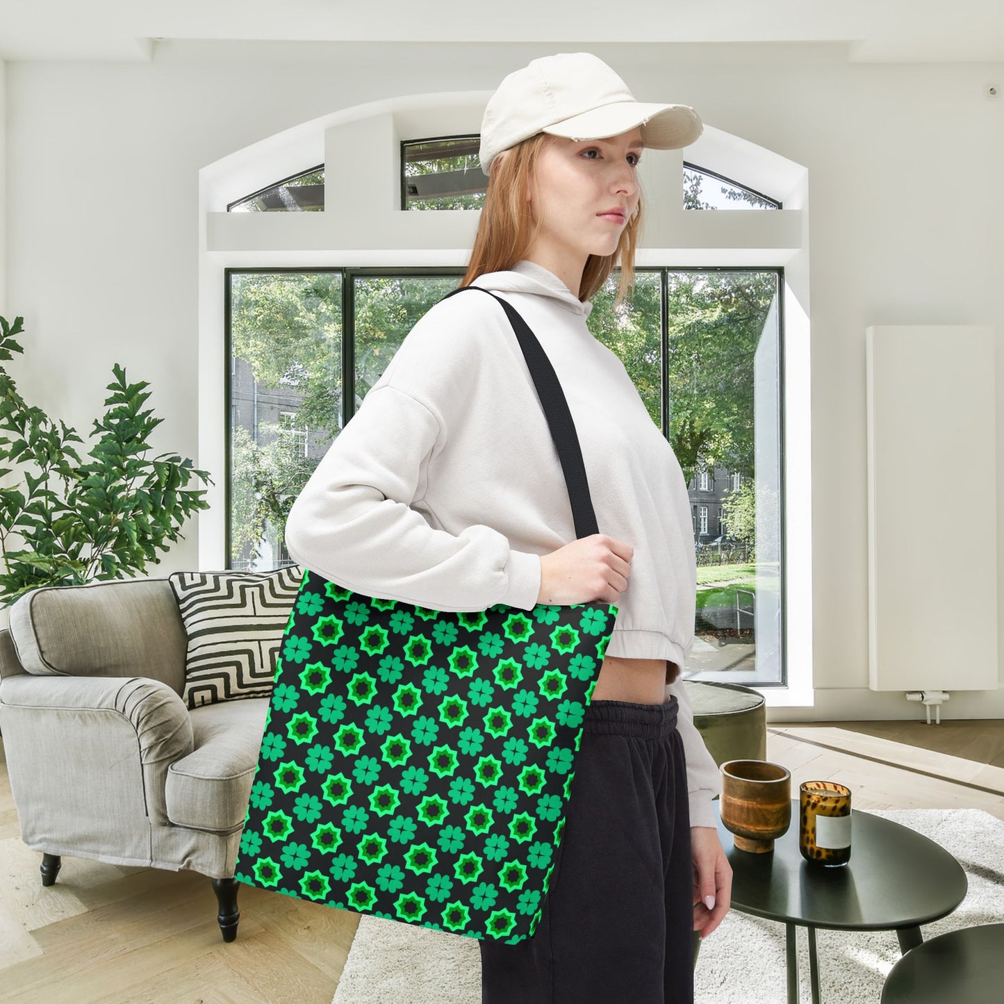 Clover Bloom Burst Canvas Tote Bag