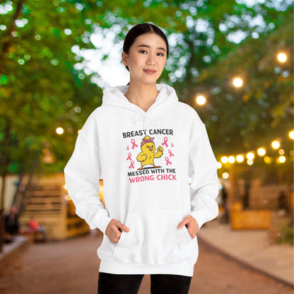 Breast Cancer Messed With The Wrong Chick Heavy Blend™ Hooded Sweatshirt