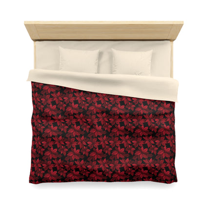 Midnight Poinsettia Garden Microfiber Duvet Cover