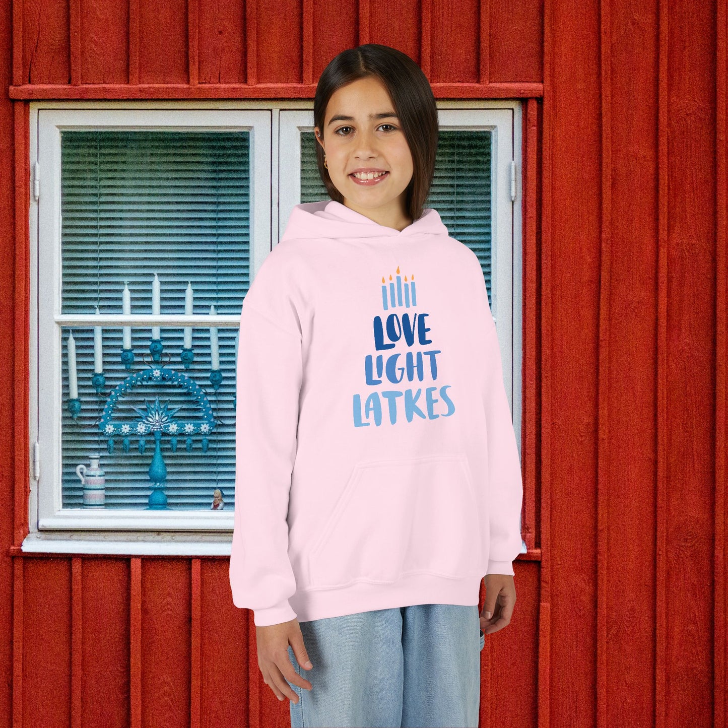 Hanukkah Love Light Latkes Youth Hoodie