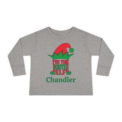 I'm The Cute Elf Personalized Toddler Long Sleeve Tee