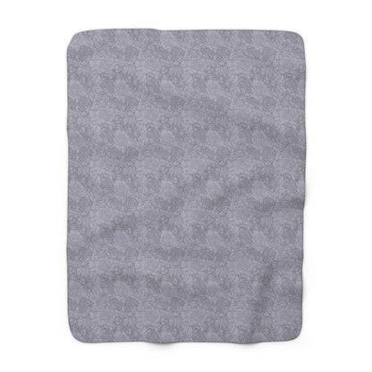 Greyish Purple Flower Print Sherpa Fleece Blanket