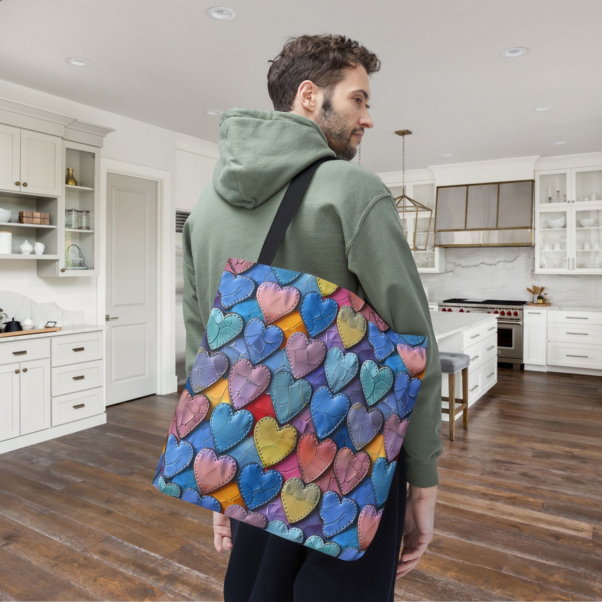 Color Pop Leather Hearts Canvas Tote Bag