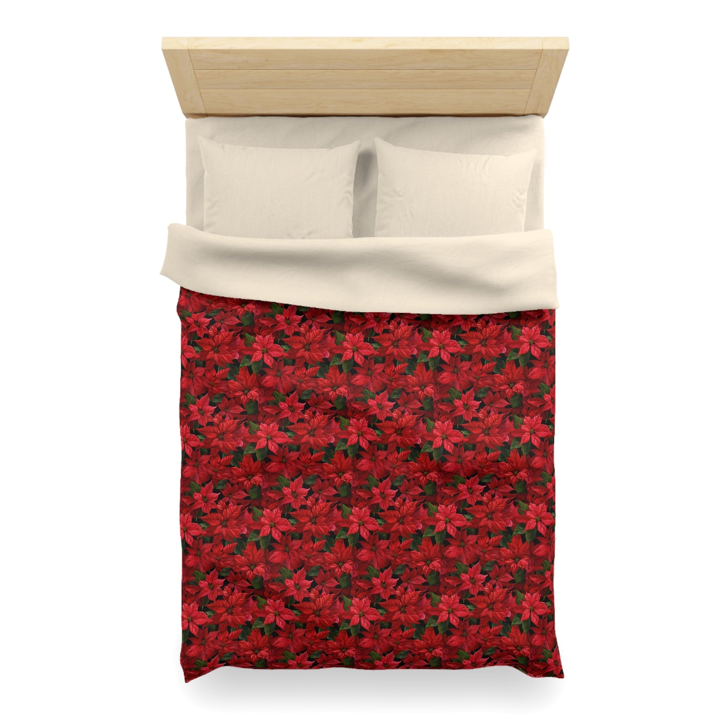 Copy of Winter Poinsettia Garden Microfiber Duvet Cover