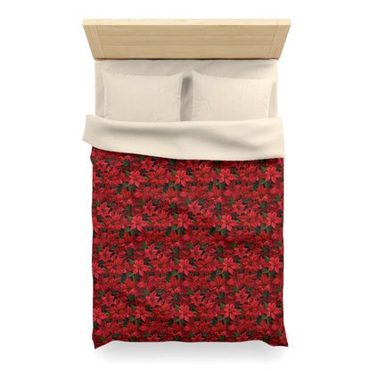 Copy of Winter Poinsettia Garden Microfiber Duvet Cover