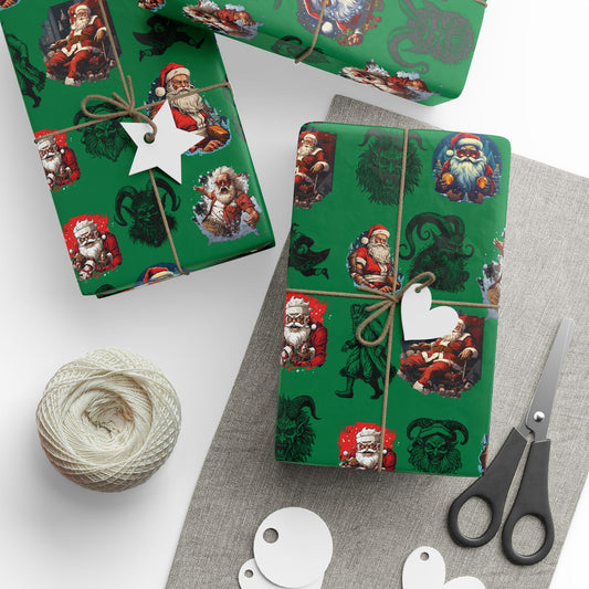 Creepy Santa & Krampus Wrapping Paper