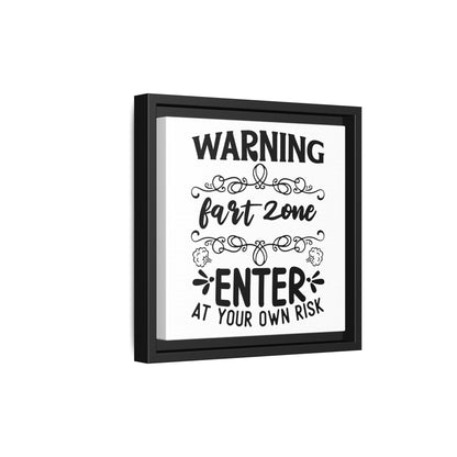 Warning Fart Zone Enter At Your Own Risk Framed Canvas Bathroom Art