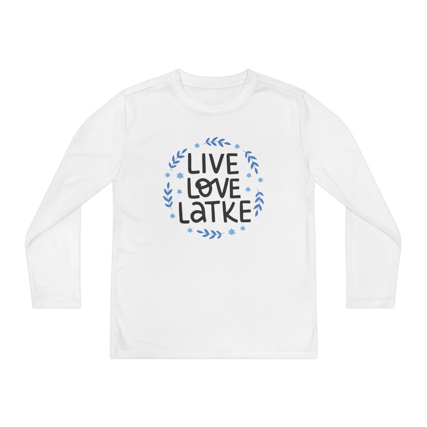 Hanukkah Live Love Latke Youth Long Sleeve Tee