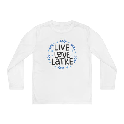 Hanukkah Live Love Latke Youth Long Sleeve Tee