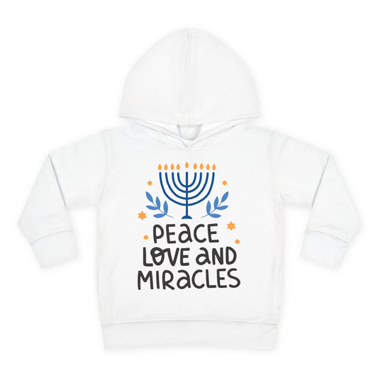 Hanukkah Peace Love & Miracles 1 Toddler Pullover Fleece Hoodie
