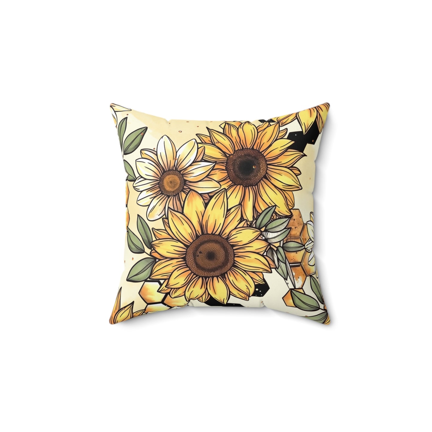 Honeycombs & Sunflowers Throw Pillow