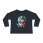 Cute Colorful Kitten w/Soccer Ball Toddler Long Sleeve Tee