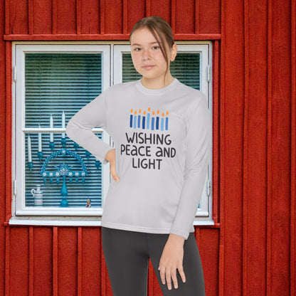 Hanukkah Wishing Peace & LIght Youth Long Sleeve Tee