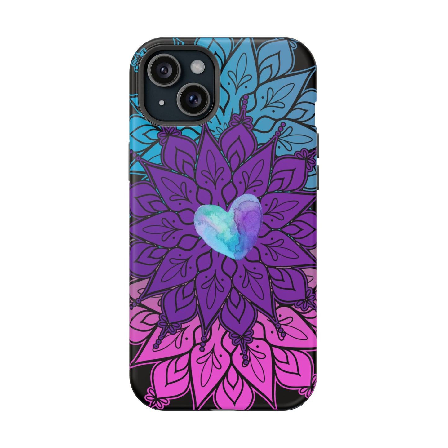Colorful Mandala w/Heart MagSafe® Compatible Tough Case for iPhone