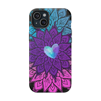 Colorful Mandala w/Heart MagSafe® Compatible Tough Case for iPhone