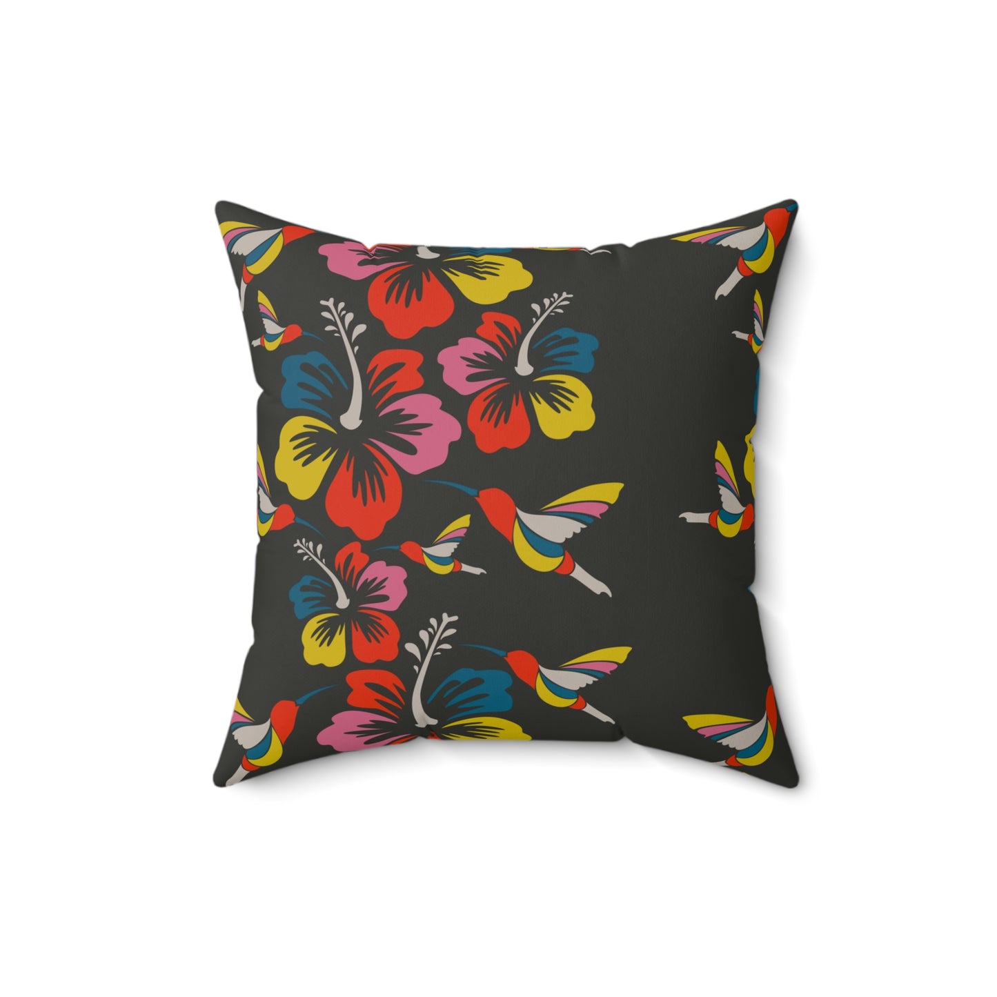 Hummingbirds & Hibiscus Flowers Throw Pillow