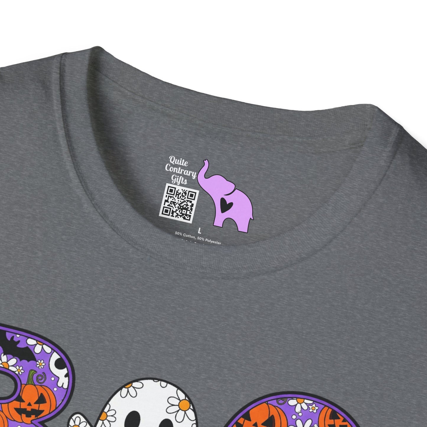 Cute Floral Boo w/Ghost Adult T-shirt