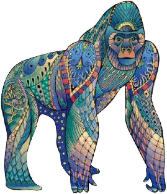 Majestic Gorilla Wooden Puzzle – Colorful Wildlife Shaped Jigsaw Puzzle