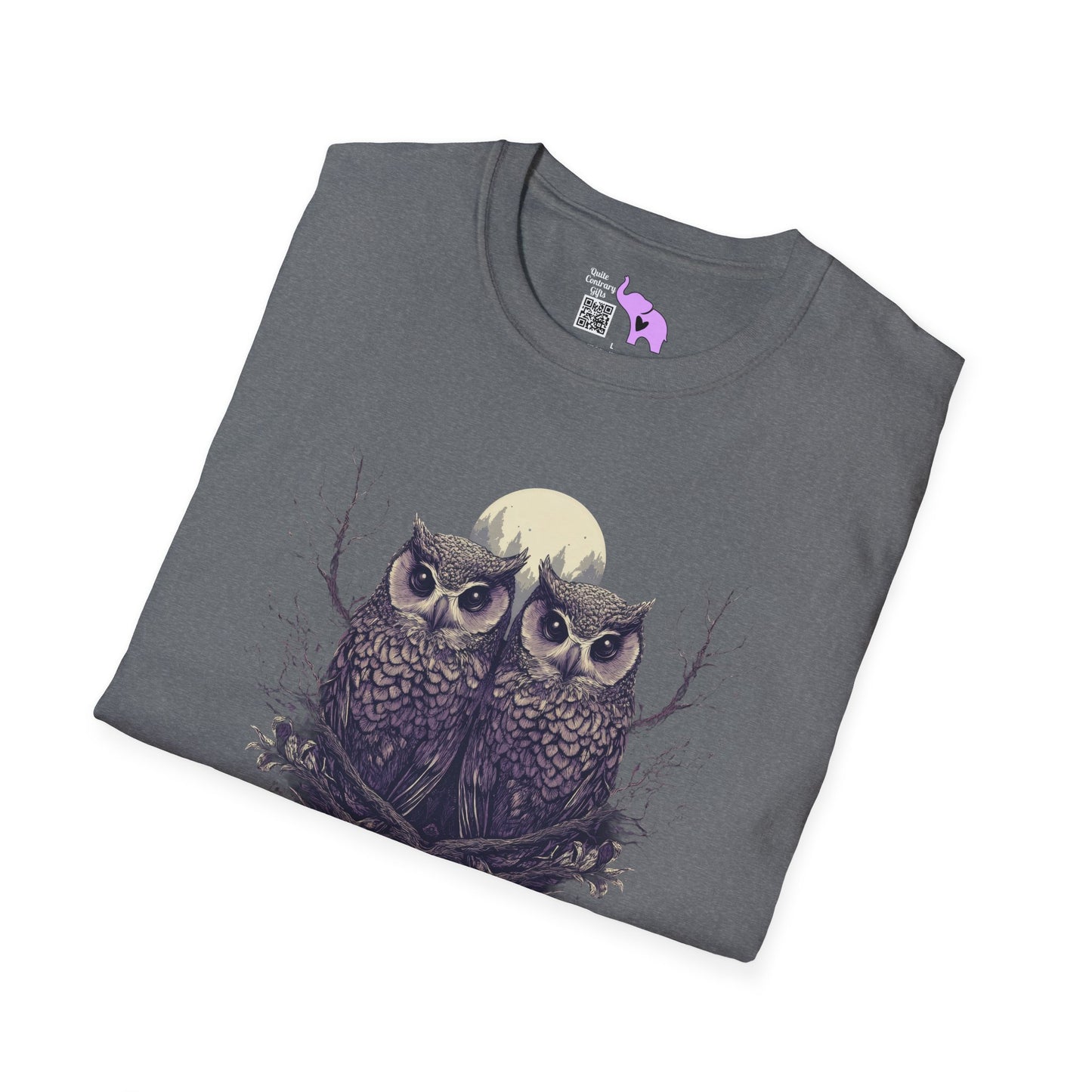 Owls with Full Moon Adult T-shirt