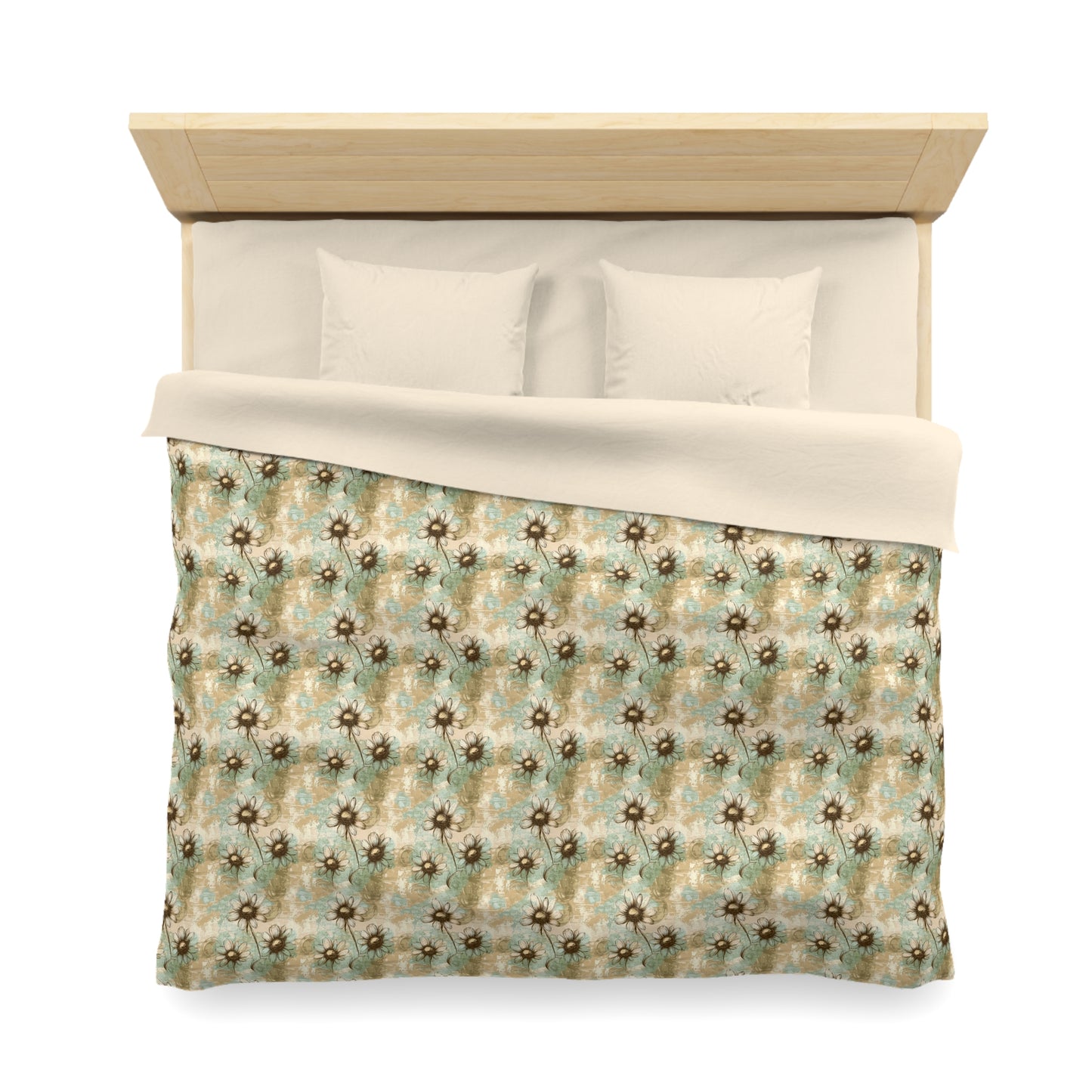 Worn Meadow Daisies Microfiber Duvet Cover