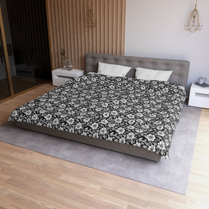 Monochrome Paradise Bloom Microfiber Duvet Cover