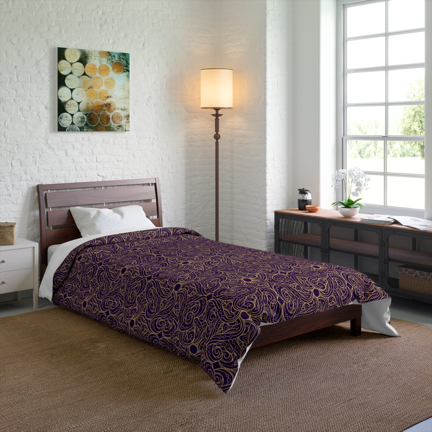 Golden Amethyst Radiance Mandala Comforter