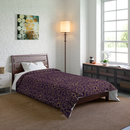 Golden Amethyst Radiance Mandala Comforter