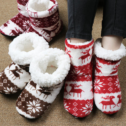 Thick Wool Christmas House Slippers