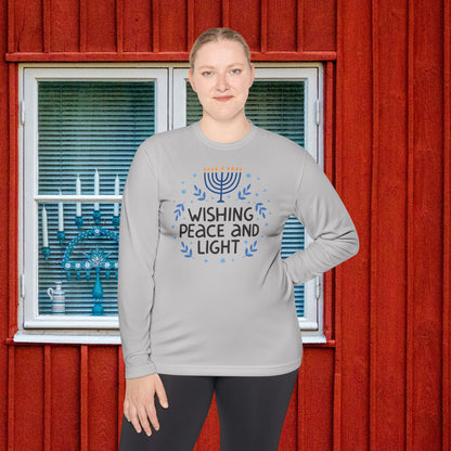 Hanukkah Wishing Peace & Light Adult Long Sleeve Tee