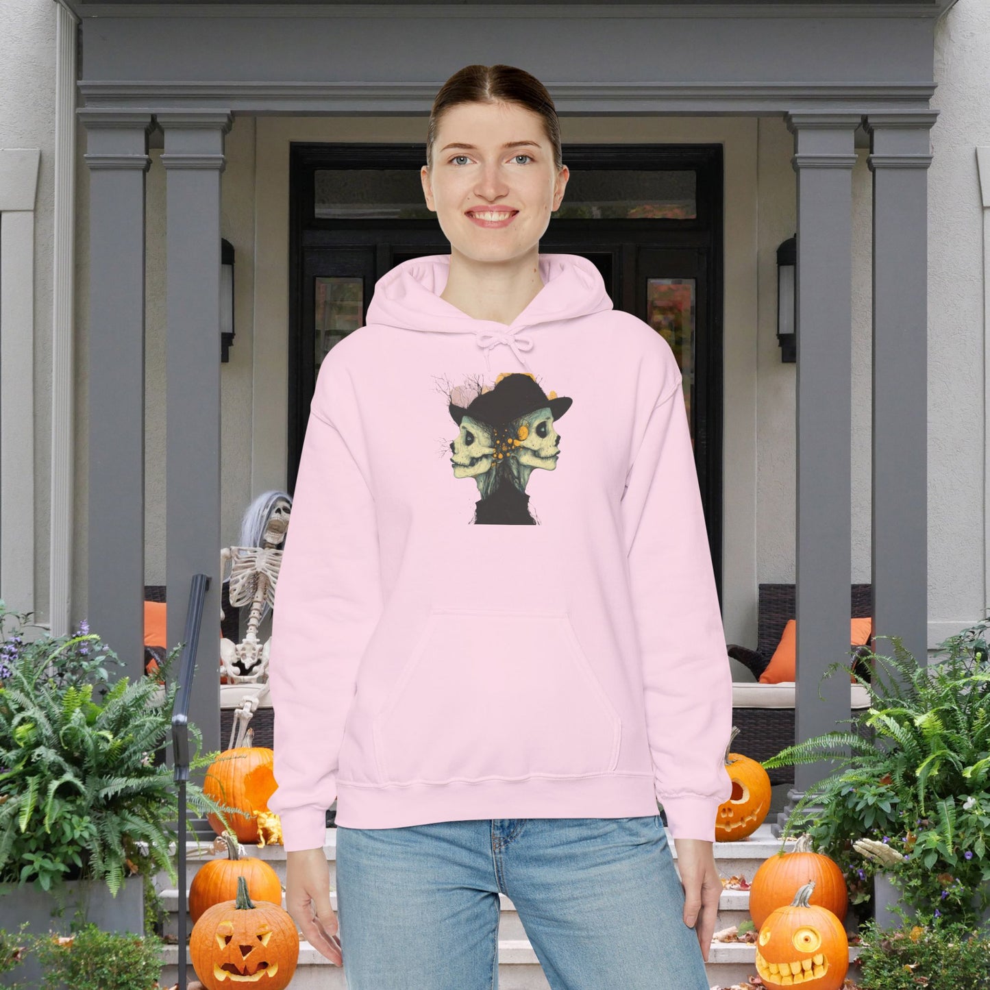 Creepy Skull Witches Heavy Blend™ Hooded Sweatshirt