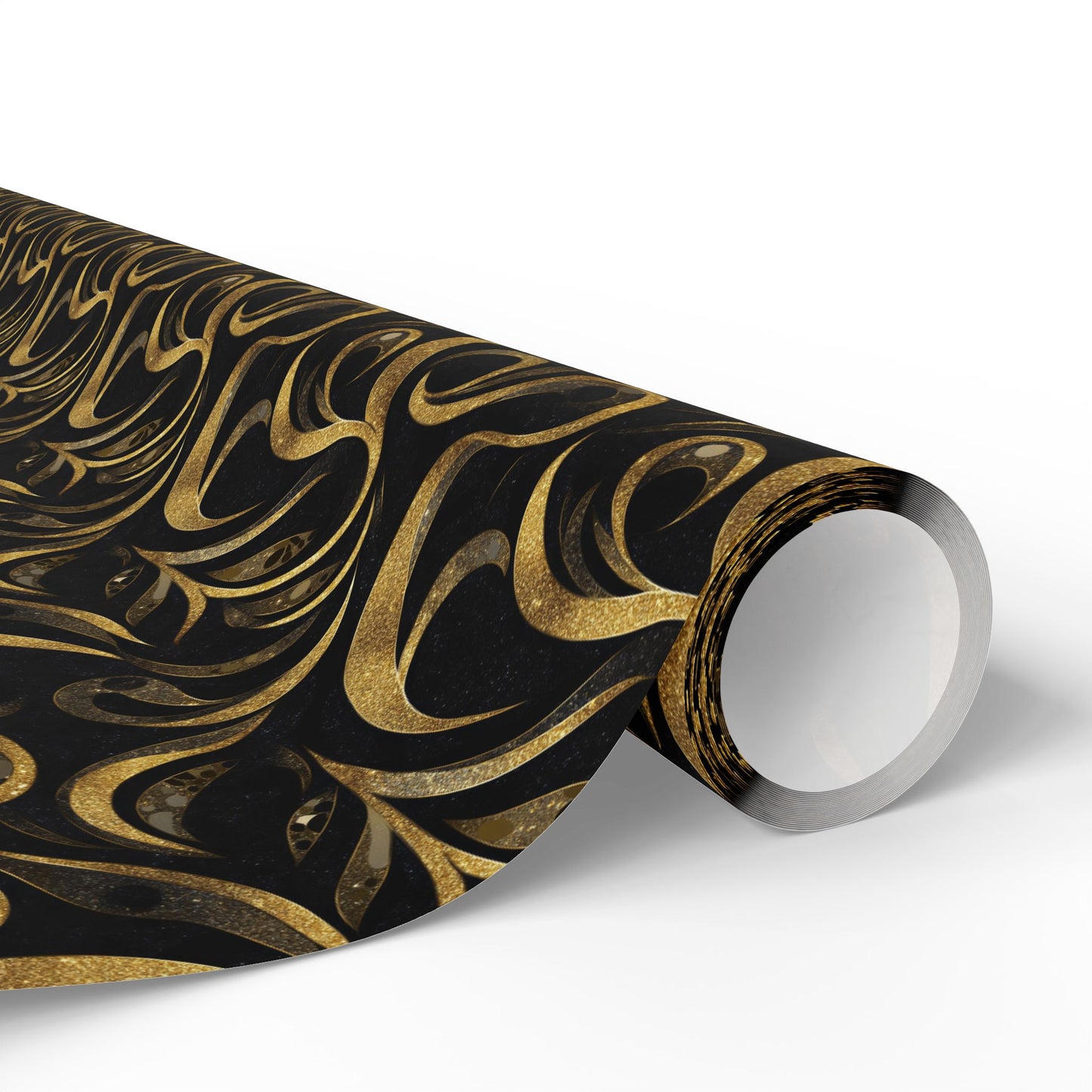Golden Noir Swirl Wrapping Paper